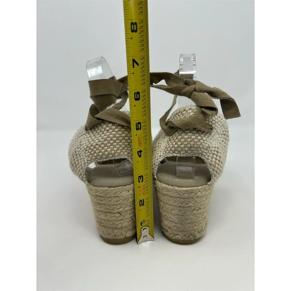 Viscata Barcelona Womens Espadrille Wedge Heels Beige Lace Up Almond Toe Size 40